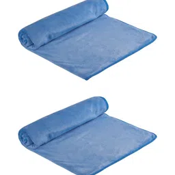 Aura 2 Pieces Blue Microfiber 400 GSM Absorbent Ultra Soft Anti-Fade Bath Towels-image-72