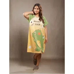 CrossKulture Women Cartoon Printed Yellow Night Dress-image-59