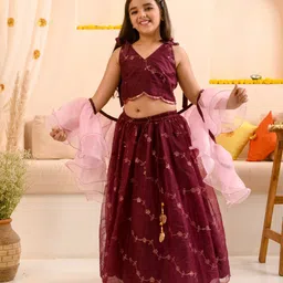 pspeaches Girl Embellished Thread Work Ready to Wear Lehenga & Blouse With Dupatta-picture-13