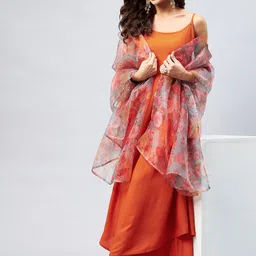 InWeave Women Pleated Anarkali Kurta with Palazzos & Dupatta-picture-15
