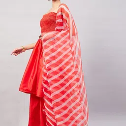 InWeave Red & White Striped Organza Dupatta image 2