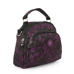 BAOMI Black Floral Printed Structured Handheld Bag image 5