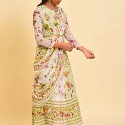 WISHFUL Round Neck Floral Printed Maxi Ethnic Dress image 3