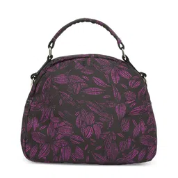BAOMI Black Floral Printed Structured Handheld Bag image 2