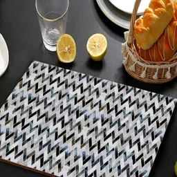 THE HOME CO.  White & Black Geometric Printed Rectangle Table Placemat-picture-31