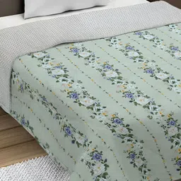 FABINALIV Green & Purple Floral AC Room 350 GSM Reversible Single Bed Comforter image 2