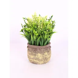 ARICK DECOR Artificial Yellow Flowers Plants Bonsai with Seremet Pot image 2