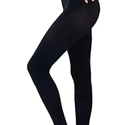 disolve Women's Black Thermal Warm Winter Fleece Tights Pantyhose free size black color image 5