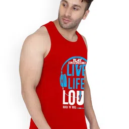 SLOWLORIS Pack Of 2 Printed Sleeveless Gym Vests SL26 COMBO (LOUD RED) (ADV RED) image 3