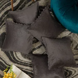 HOSTA HOMES Grey Set of 5 Velvet Square Cushion Covers image 1