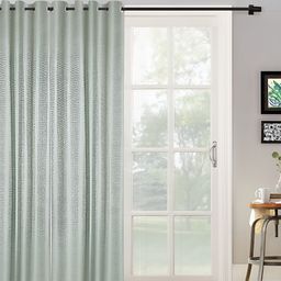 HOSTA HOMES Olive Green Abstract Eyelet Black Out Door Curtain-picture-31