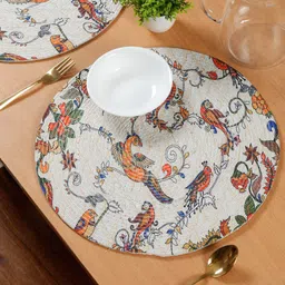 HOSTA HOMES White & Yellow 6 Pieces Printed Pure Cotton Table Placemats-image-85