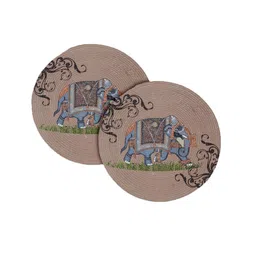 HOSTA HOMES Blue & Brown 2 Pieces Printed Pure Cotton Table Placemats image 5