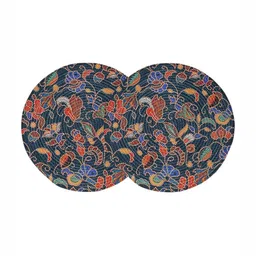 HOSTA HOMES Blue & Red 2 Pieces Cotton Floral Printed Table Placemats image 2