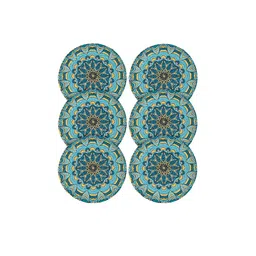 HOSTA HOMES 6 Pieces Blue & Yellow Printed Pure Cotton Table Placemats image 5