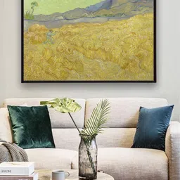 The Art House Green & Yellow Wheatfield With A Reaper By Van Gogh Painting image 1