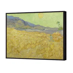 The Art House Green & Yellow Wheatfield With A Reaper By Van Gogh Painting image 3
