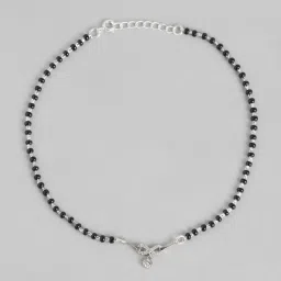 Zavya Radiant Charm Rhodium-Plated 925 Sterling Silver Anklet with Beaded Chain- Pair image 4