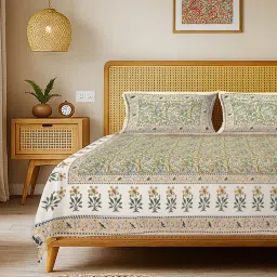 Urban Space Rajasthani Ethnic 100% Cotton King Bedsheet with 2 Pillow Covers, Rangrez Multi-Color-image-90
