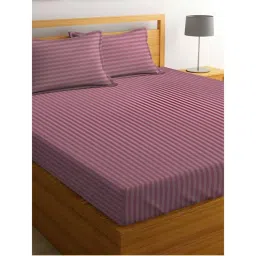 BAJO'S Purple Stripes Flat Bedsheet & 2 Pillow Covers (Queen)-picture-23