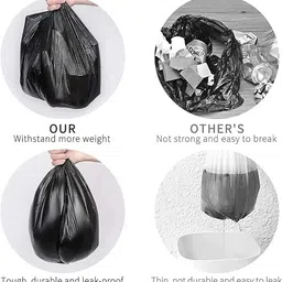 PUERTO Garbage Bags, Medium - (19 x 21 Inches) - 30 Bags/Roll, 180 Count (Pack of 6, Black), Plastic image 4