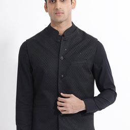 RARE RABBIT Men Lasmos-B Slim Fit Woven Design Nehru Jackets-picture-2