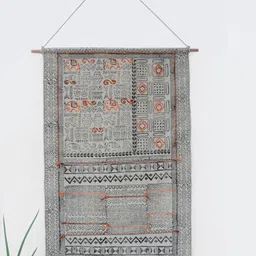 Art Avenue Raffle Beige & Black Printed Cotton Rectangular Wall Hanging-picture-31