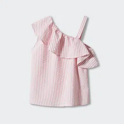 Mango Kids Kids Striped One Shoulder Ruffles Top image 1