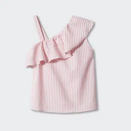 Mango Kids Kids Striped One Shoulder Ruffles Top image 2