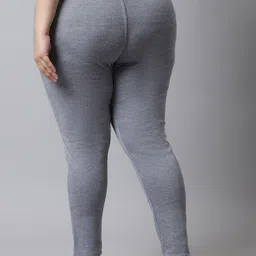 TAG 7 PLUS Women Plus Size Pack of 2 Grey & White Solid Ankle-Length Woolen Leggings image 3