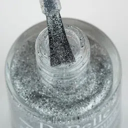 DeBelle Gel Nail Polish Estella (Silver with Black Glitter Sugar Finish Nail Paint)|Non UV - Gel Finish |Chip Resistant | Seaweed Enriched Formula| Long Lasting|Cruelty and Toxic Free| 8ml image 3
