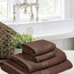 Home Fresh Brown Set Of 4 Cotton 400 GSM  Towels image 1