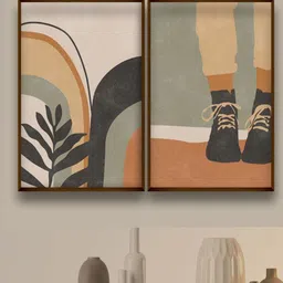 The Art House 2-Pcs Green & Beige Abstract Painting Framed Wall Art-picture-23