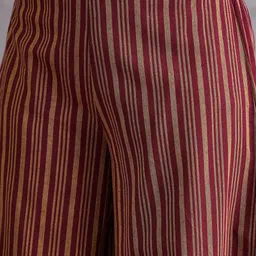 InWeave Women Striped Regular Pure Cotton Kurta with Palazzos image 3