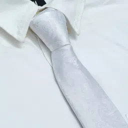 axlon White Pasiley Tie For Men – Formal Ties Set With Pocket Square & Tie Pin Clip For Mens, Silk Neckties Gift Sets For Men’s (AX24_50) image 5