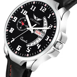 LOIS CARON Men Black Dial & Black Leather Straps Analogue Watch MLC-8252 image 3