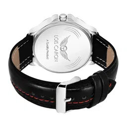 LOIS CARON Men Black Dial & Black Leather Straps Analogue Watch MLC-8252 image 2