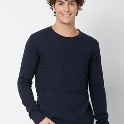 Mufti Men Navy Blue Pullover-picture-22