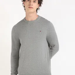Tommy Hilfiger Men Round Neck Pure Cotton Pullover-image-65