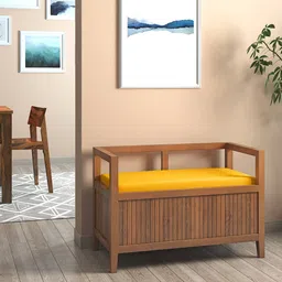 urban ladder Rhodes Solid Wood Bench in Amber Walnut Finish image 1