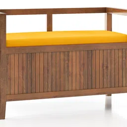 urban ladder Rhodes Solid Wood Bench in Amber Walnut Finish image 2