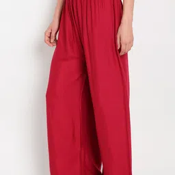 TAG 7 Women Maroon Solid Flared Palazzos image 4