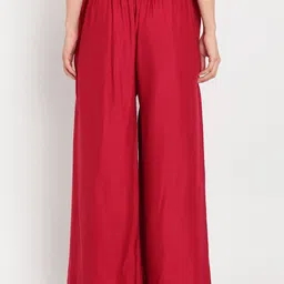 TAG 7 Women Maroon Solid Flared Palazzos image 2