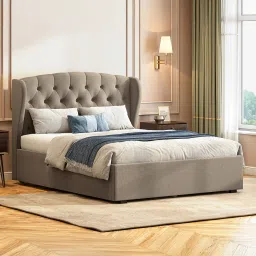 urban ladder Holmebrook Upholstered Storage Bed In Hydraulic (Bed Size : Queen, Colour : Shitake Beige)-picture-12