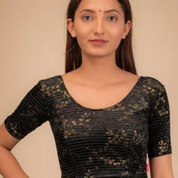 Bindigasm's Advi Embellished Velvet Readymade Saree Blouse-picture-17