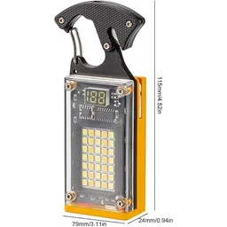 waqif Waterproof Key Ring Light LED Multitool Small Flashlight, Keychain Light, Solar Rechargeable W5181 Portable Work Lamp for Camping Repair Trekking (Yellow) image 5