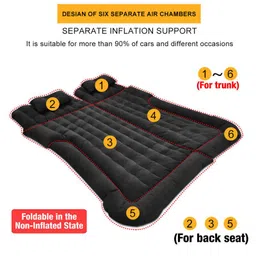 Oshotto Multifunctional Car Inflatable Bed Air Mattress SUV Car Travel Outdoor Campting mat with Two Air Pillows and Air Pump Compatible with Tata Safari (Black) image 4