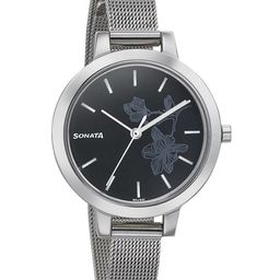 Sonata Women Brass Dial & Stainless Steel Textured Straps Analogue Watch NR8141SM09-picture-35