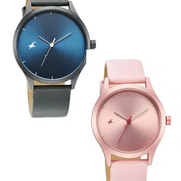Fastrack Set of 2 Aluminium Dial & Pink Leather Straps Analogue Watch 6803168033AL02-picture-41