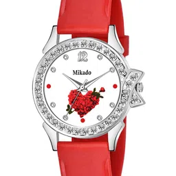 Mikado Women  Brass Embellished Dial & Red Straps Analogue Watch Red Cherry image 3